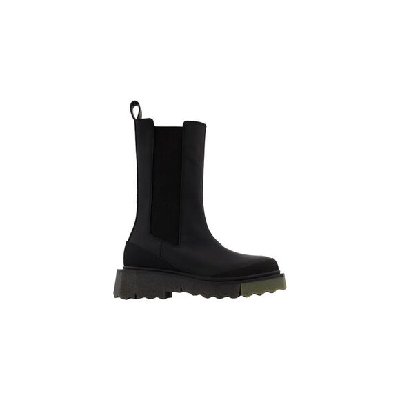 Sponge Sole High Chelsea Boots in Black/Green Leather